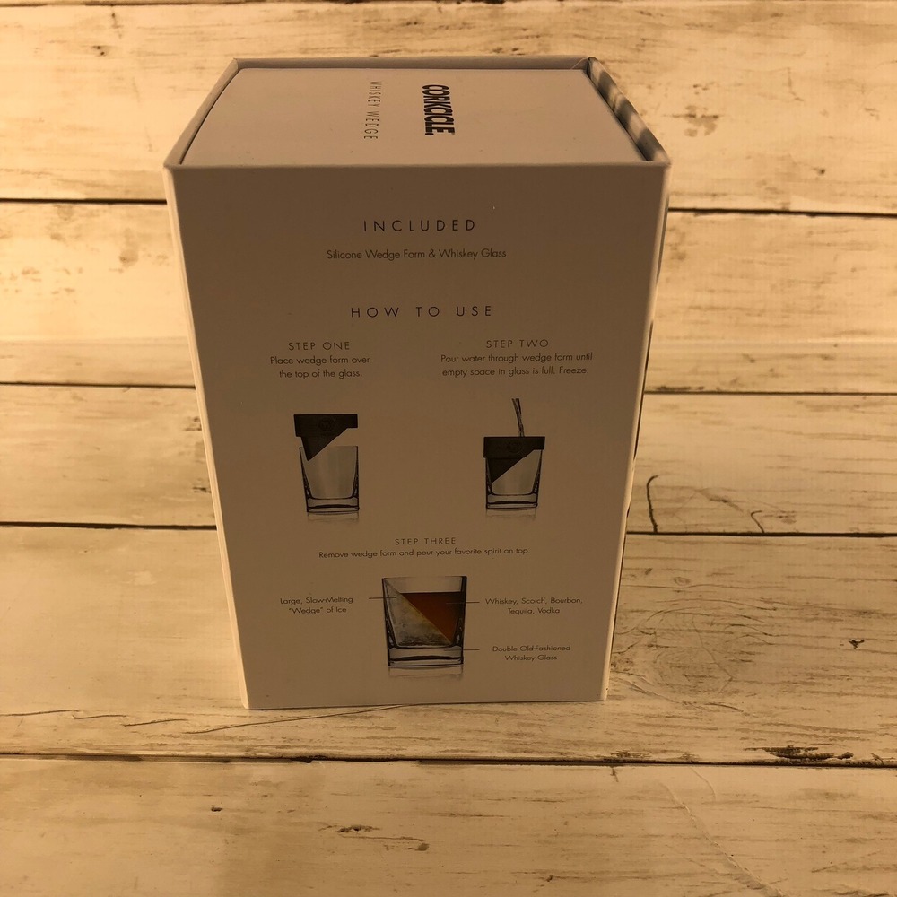2 Pack Corkcicle Whiskey Wedge Glass with Silicone Ice Form New in Box Set of 2 - Picture 5 of 5